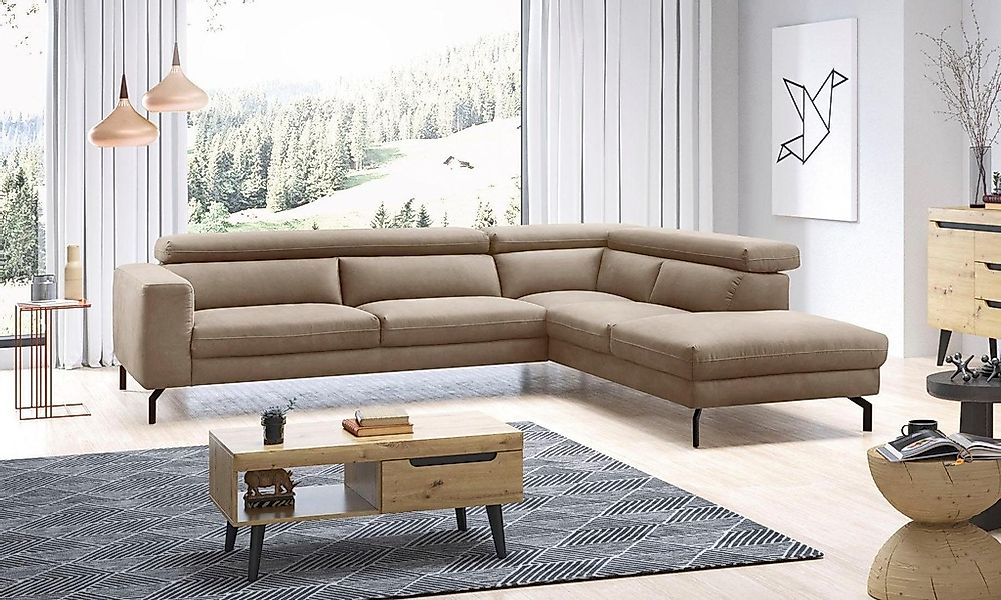 Places of Style Ecksofa »Olanta, L-Form«, mit verstellbaren Kopfstützen günstig online kaufen