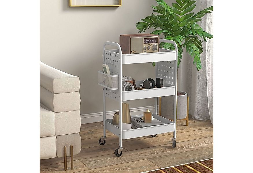 HOMCOM Servierwagen Rollwagen, Servierwagen mit 3 Etagen, 2 Hängekörbe, (Au günstig online kaufen