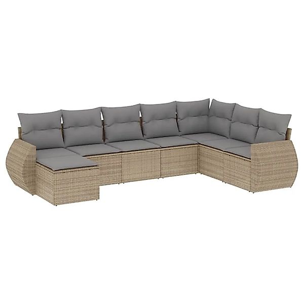 vidaXL 8-Tlg Garten-Sofagarnitur mit Kissen Beige Poly Rattan 3221758 günstig online kaufen