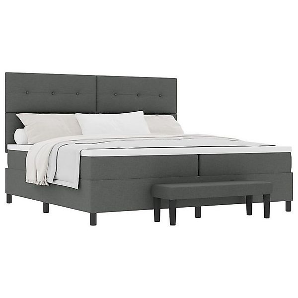 vidaXL Bett Boxspringbett mit Matratze & Bank Dunkelgrau 200x200 cm Stoff ( günstig online kaufen