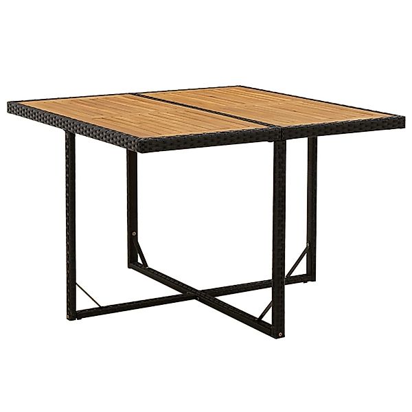vidaXL Gartentisch Schwarz 109x107x74cm Poly Rattan Massivholz Akazie 31679 günstig online kaufen