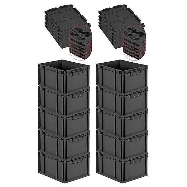 PROREGAL SuperSparSet 10x Eurobox Nextgen Grip Mit Scharnierdeckel Und Schw günstig online kaufen