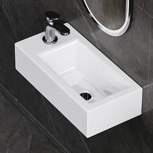 Yorbay Waschbecken Wandmotage Aufsatzbecken aus Keramik, günstig online kaufen