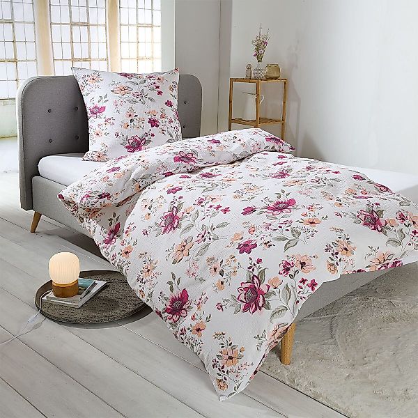 TRAUMSCHLAF Bettwäsche Fleur, Seersucker, 3 teilig, günstig online kaufen