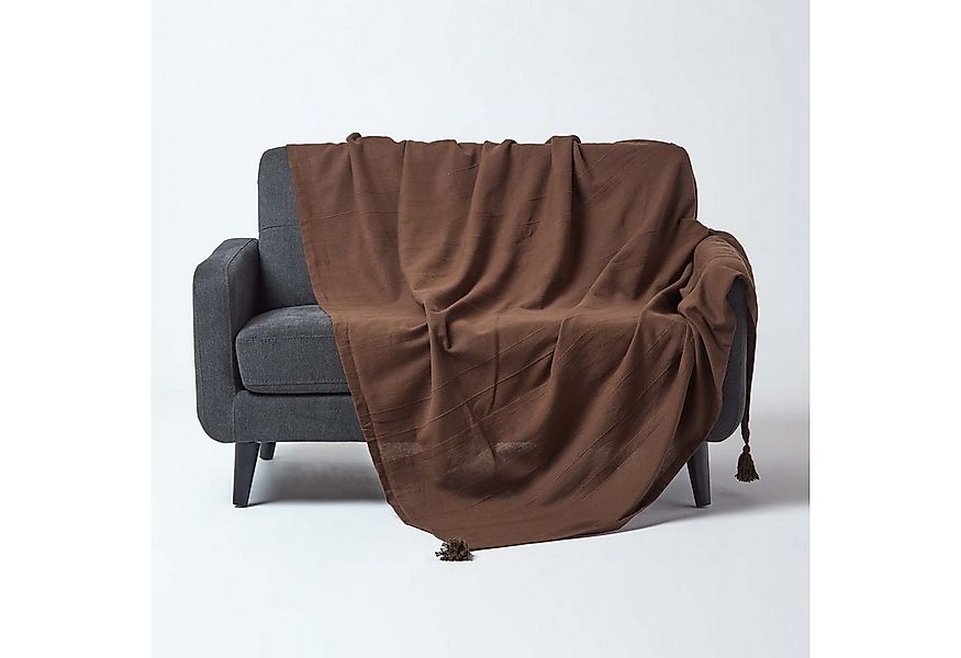 Plaid Tagesdecke Rajput, 100% Baumwolle, braun, 150 x 200 cm, Homescapes günstig online kaufen