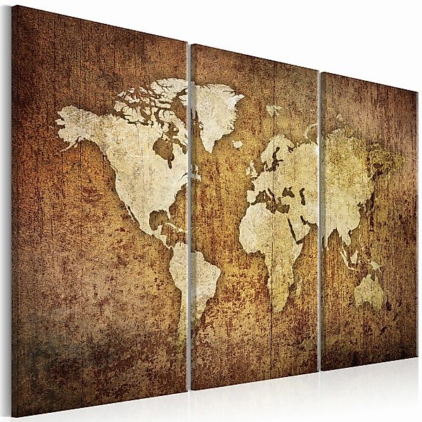 Wandbild - World Map: Brown Texture günstig online kaufen