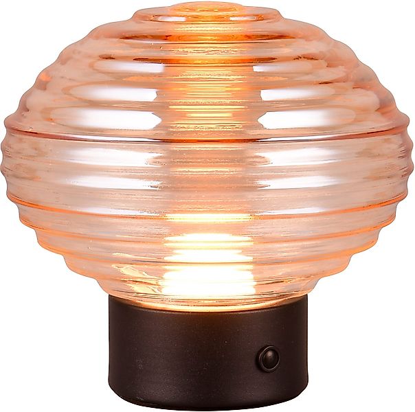 LED-Akku-Tischlampe Earl, schwarz/amber, Höhe 14,5 cm, Glas günstig online kaufen