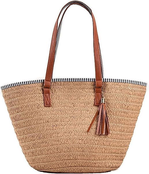 LuxusKollektion Strandtasche Strohtasche Damen Sommer Strandtasche günstig online kaufen