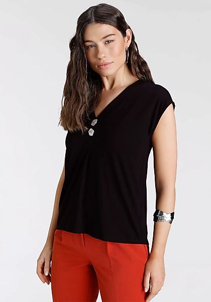Laura Scott T-Shirt, mit V-Ausschnitt und Zierknöpfen günstig online kaufen