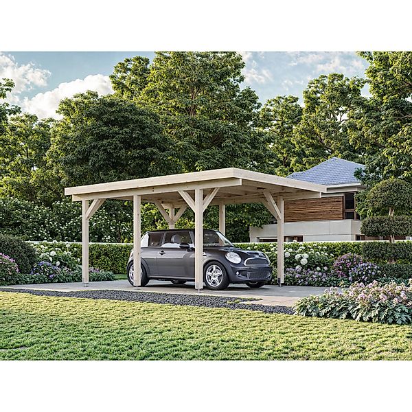 Palmako Flachdach Carport Karl 360 cm x 512 cm naturbelassen günstig online kaufen
