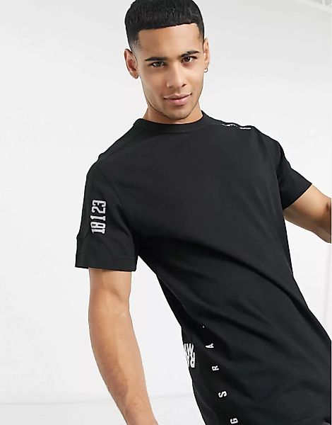 G-Star – T-Shirt in Schwarz mit Schriftzug am Ärmel günstig online kaufen