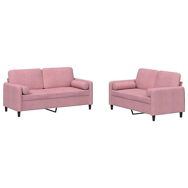 vidaXL 2-Tlg Sofagarnitur mit Kissen Rosa Samt 3201997 günstig online kaufen
