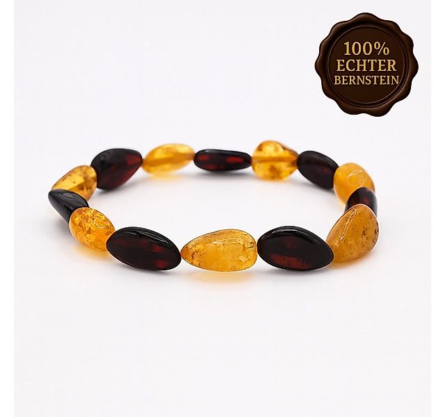 M-Punkt24 Armband 100% Echter Bernstein (glänzend poliert, mit Gummiband, m günstig online kaufen