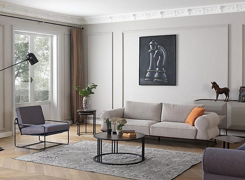 Xlmoebel Sofa Sofa-Set Vollständiges Polster-Sofa Graue Stoff-Couchgarnitur günstig online kaufen