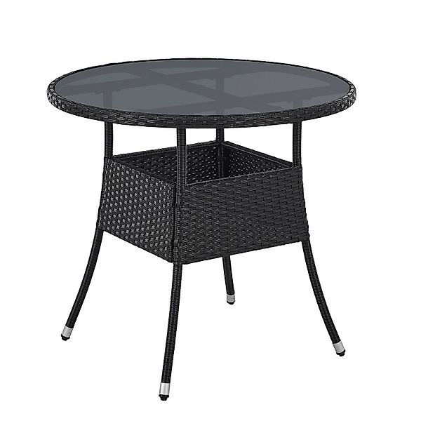 Juskys Gartentisch Yoro, rund, aus Polyrattan, günstig online kaufen