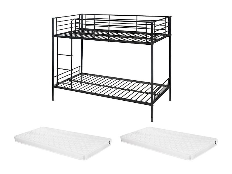 Etagenbett + Matratzen - 2 x 90 x 190 cm - Schwarz - DUOTIS II günstig online kaufen