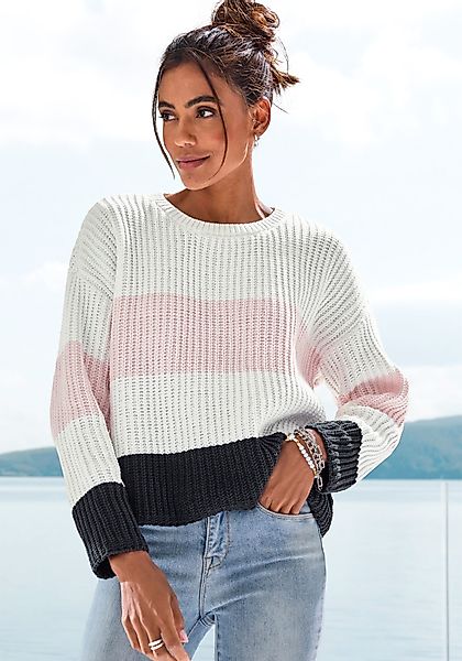 LASCANA Strickpullover mit modischen Querstreifen, legere günstig online kaufen