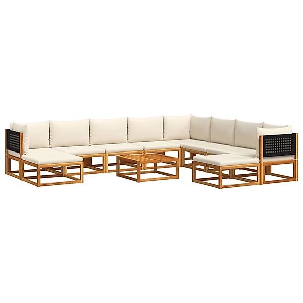 vidaXL 11-Tlg Gartensofa-Set mit Kissen Holz Akazie Rattan 3278883 günstig online kaufen