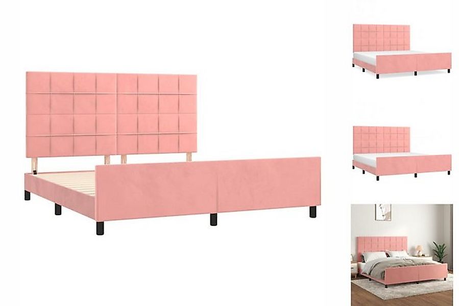 vidaXL Bettgestell Bettrahmen mit Kopfteil Rosa 160x200 cm Samt Bett Bettge günstig online kaufen