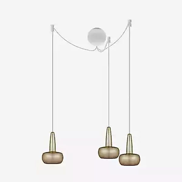 Umage Clava Cannonball Pendelleuchte 3-flammig, Messing, Kabel weiß günstig online kaufen