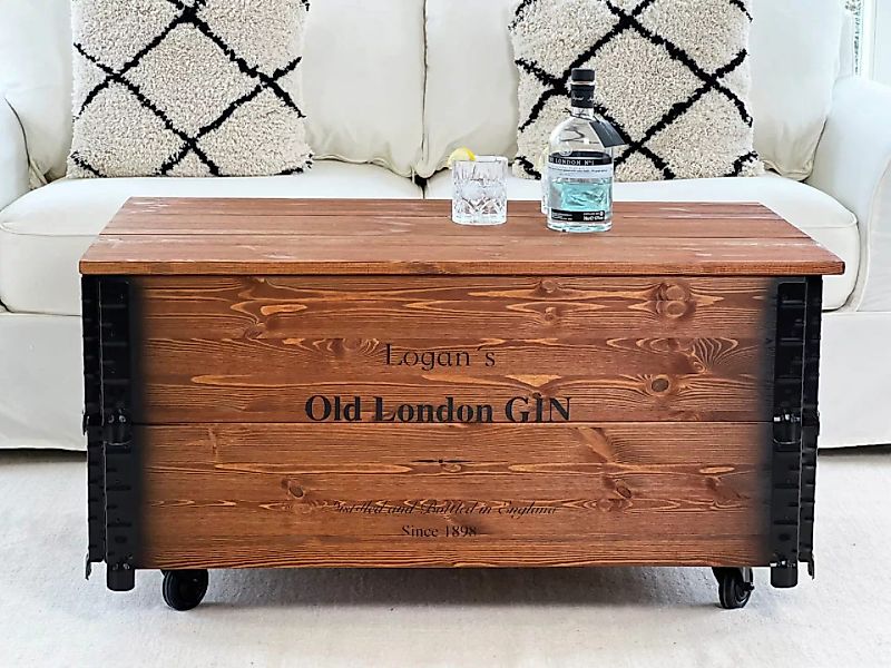 Truhentisch XL "London Gin" dunkelbrauner Vintage Couchtisch günstig online kaufen