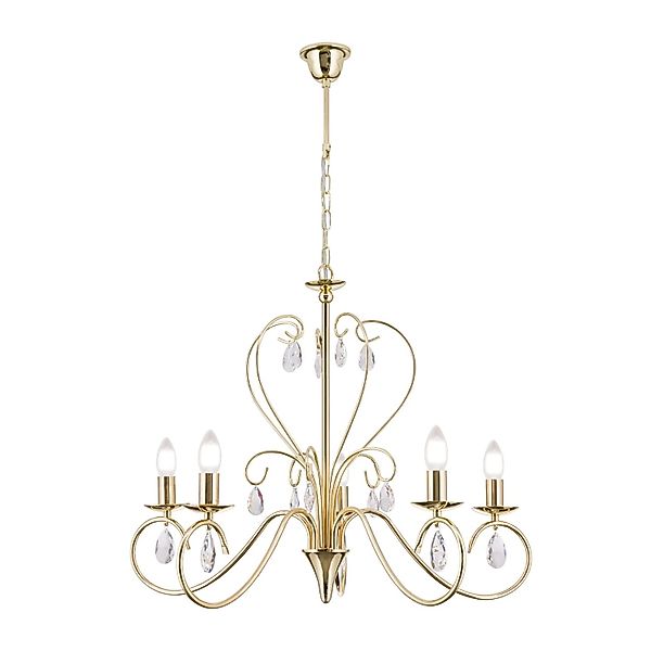 Orion Leuchten Kristall Kronleuchter Alessia 68 cm x 58 cm 5 x E14 Gold günstig online kaufen