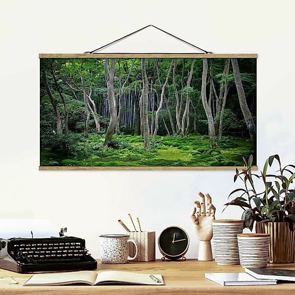 Stoffbild Wald mit Posterleisten - Querformat Japanischer Wald günstig online kaufen