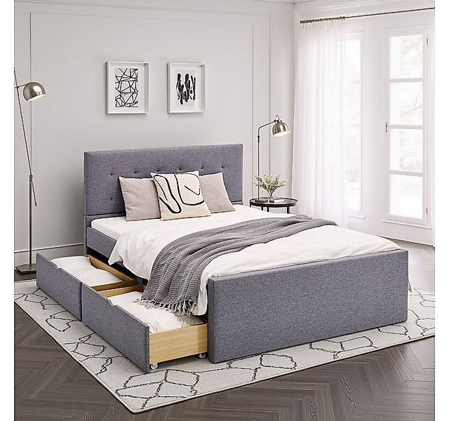 Homestyle4u Polsterbett 90/120/140/160/180 x 200 cm Doppelbett Bettgestell günstig online kaufen
