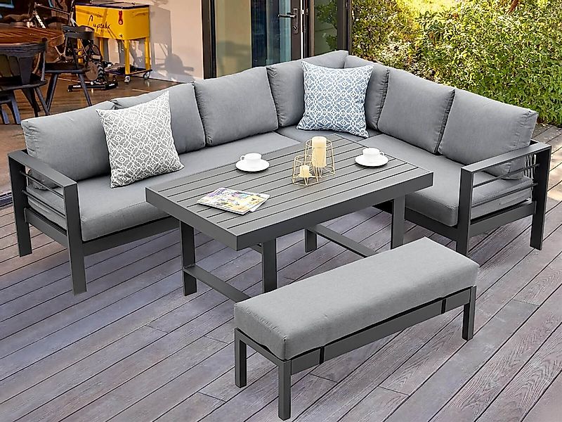 MeXo Gartenlounge-Set XXL Gartenmöbel Set Aluminium für 6-8 Personen, (Eckl günstig online kaufen