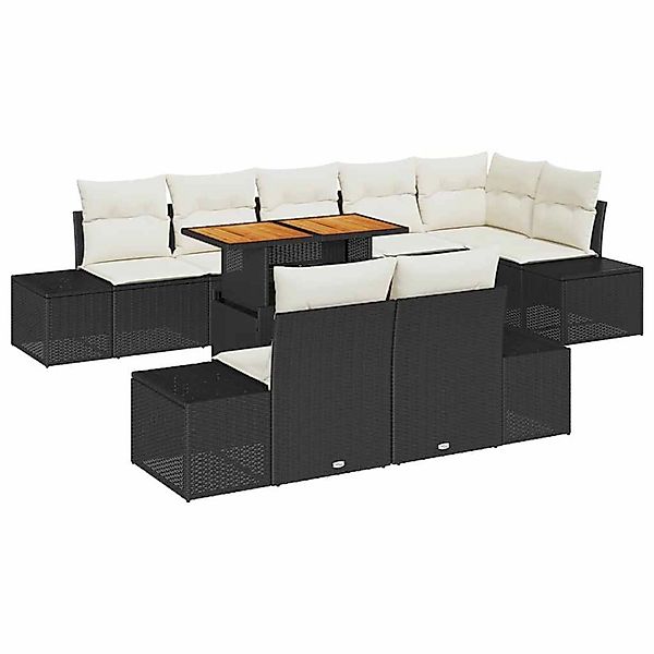 vidaXL Garten-Sofa-Set mit Speicher 9-Tlg Schwarz Poly Rattan 3358714 günstig online kaufen