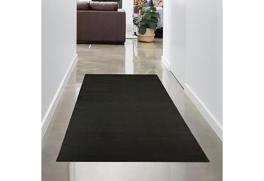 Carpetia Teppich Moderner schwarzer Teppich samtig weich pflegeleicht, rech günstig online kaufen