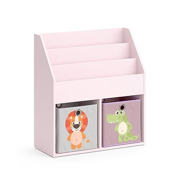 Vicco Bücherregal Luigi, Rosa, 72 x 79 cm mit 2 Faltboxen (Löwe, Krokodil) günstig online kaufen