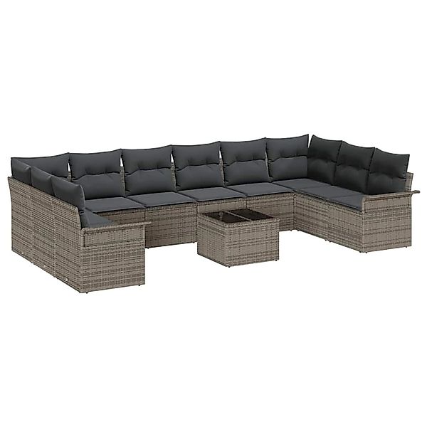 vidaXL Garten-Sofa-Set mit Kissen 11-Tlg Schwarz Poly Rattan 3354218 günstig online kaufen