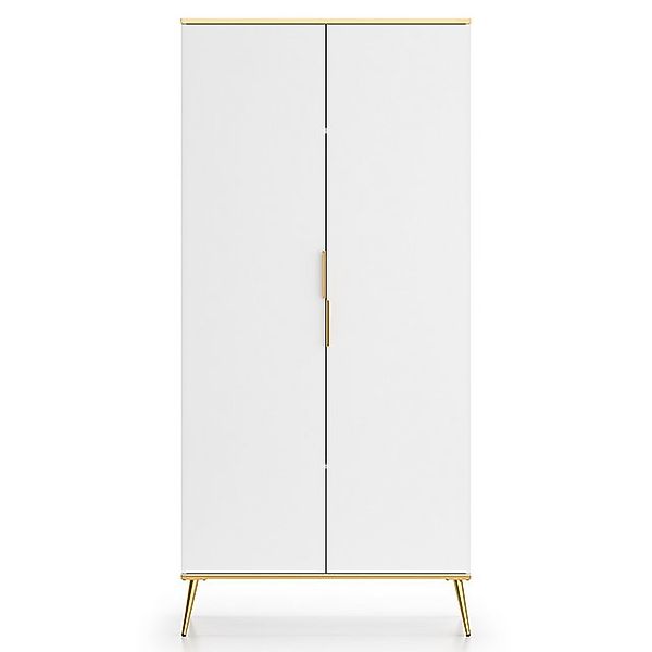 Lomadox Kleiderschrank VLORA-131 weiß mit goldfarbenen Griffen, 2-türig, B/ günstig online kaufen