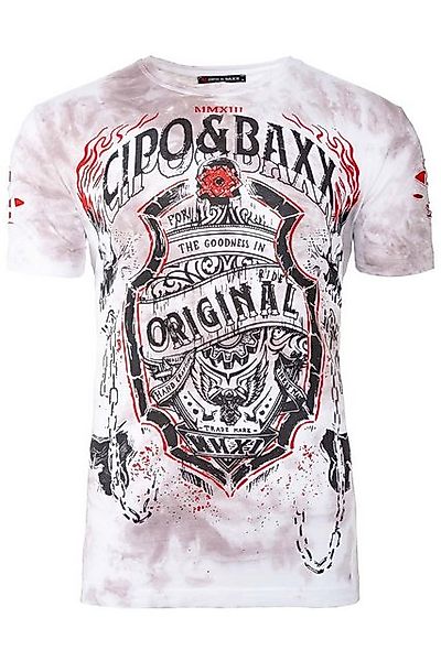 Cipo & Baxx Print-Shirt Extravagantes Kurzarm T-Shirt BA-CT772 Weiß M im Gh günstig online kaufen