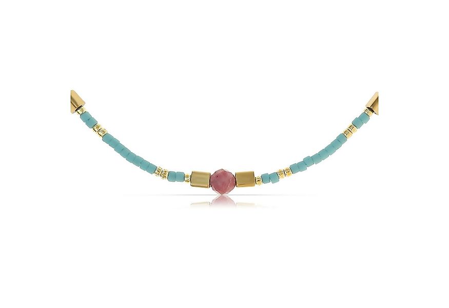 Made by Nami Perlenkette Damen Halskette Bunt Perlen Edelstein verstellbar günstig online kaufen