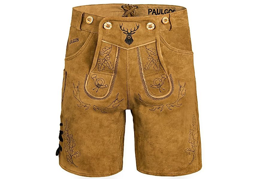 PAULGOS Trachtenhose Herren Lederhose Kurz mit Trägern 100% Echtleder - HK5 günstig online kaufen