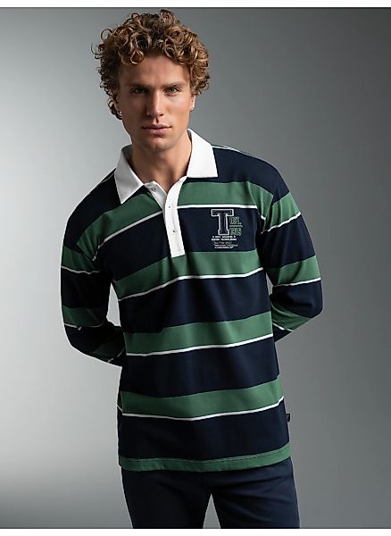 Trigema Poloshirt "TRIGEMA Langarm Poloshirt mit Ringelmuster" 1 günstig online kaufen