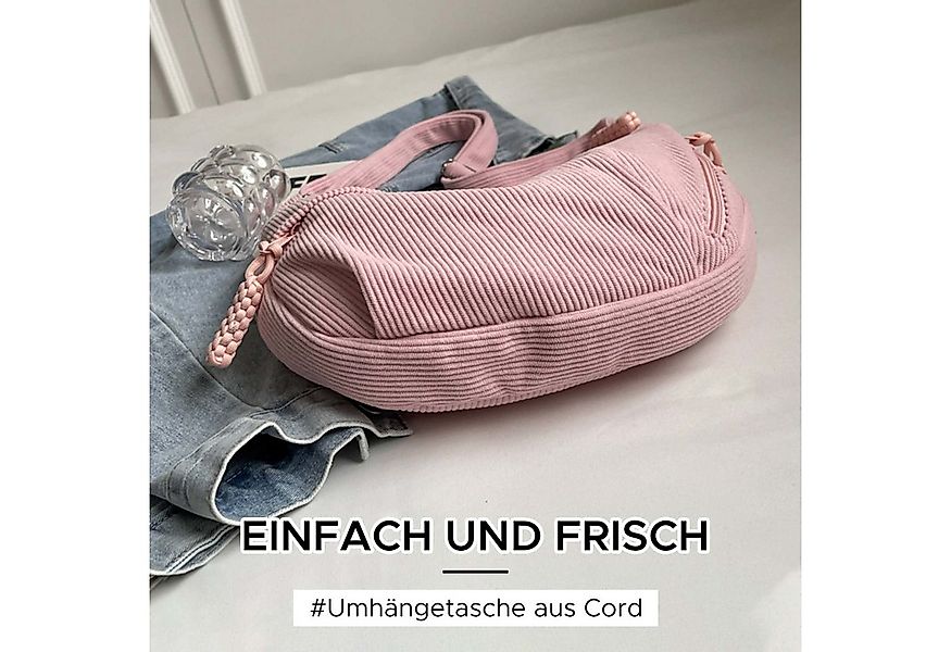Refttenw Umhängetasche Halbmond Crossbody Bag Cord Hobo Tasche mit Reißvers günstig online kaufen
