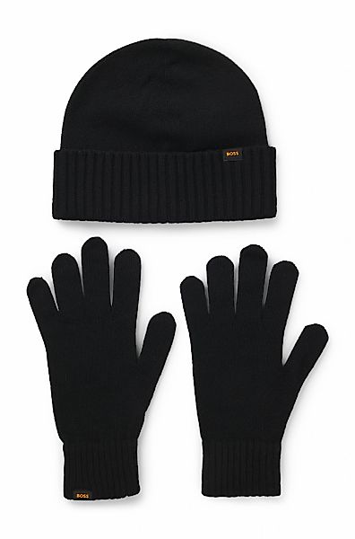 BOSS ORANGE Strickhandschuhe "Kalipso", (Set, 2 St.), und Mütze, mit Kaschm günstig online kaufen