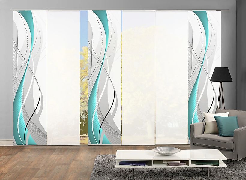 HOME WOHNIDEEN Schiebegardine "WUXi" Klettband 4 Stk. tlg. HxB: 245x60, ink günstig online kaufen