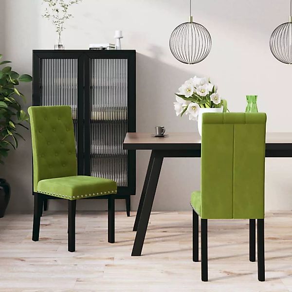 Esszimmerstühle 2 Stk. Hellgrün Samt günstig online kaufen