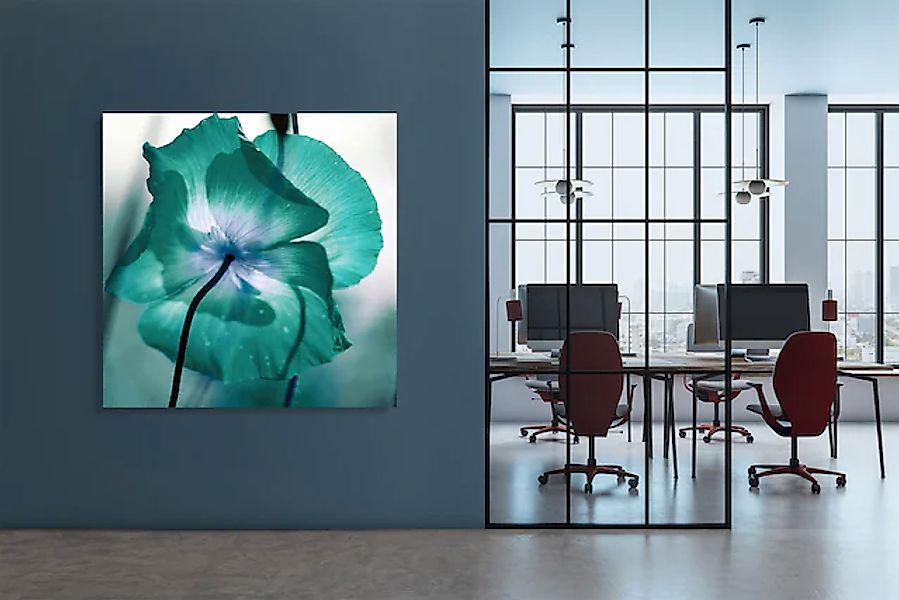 queence XXL-Wandbild »Akustikbild Blüte in Türkis« Blumen   Blumenbilder günstig online kaufen