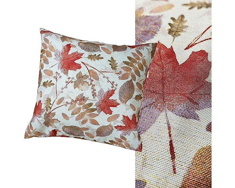 Raebel Tischdecke Blätter Gold Lurex Kissenbezug 40x40, mit herbstlichem Mo günstig online kaufen