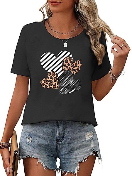 PYL Kurzarmbluse Damen Sommershirt Kurzarm mit Liebe Graffiti Ausgefallene günstig online kaufen