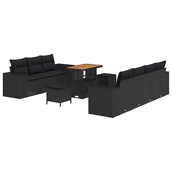 vidaXL Gartensofa-set mit Kissen 10-Tlg Schwarz Poly-Rattan 3363919 günstig online kaufen