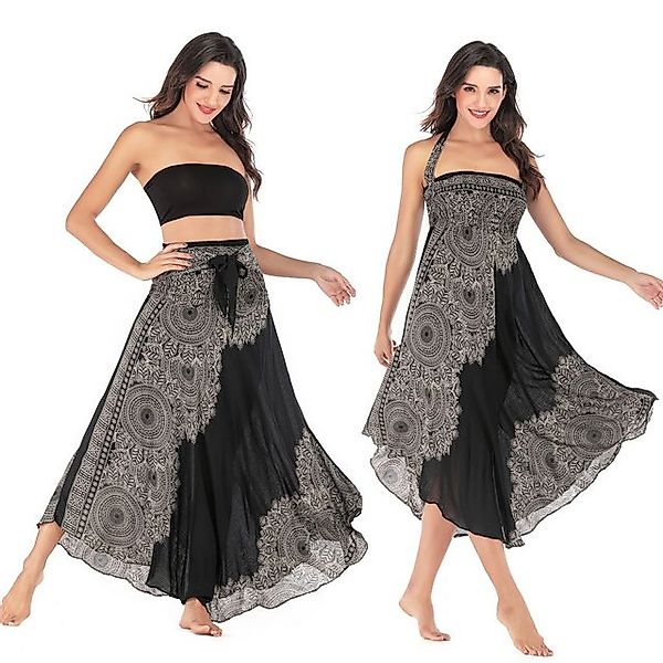 RWEUOQ Sommerrock Bohème Bedruckter Rock Asymmetrischer Strandrock (1-tlg., günstig online kaufen