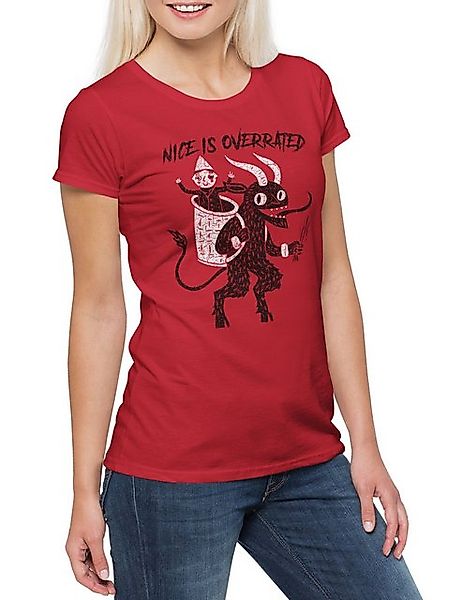 Urban Backwoods Print-Shirt Nice Is Overrated Damen T-Shirt Teufel Skull Sc günstig online kaufen