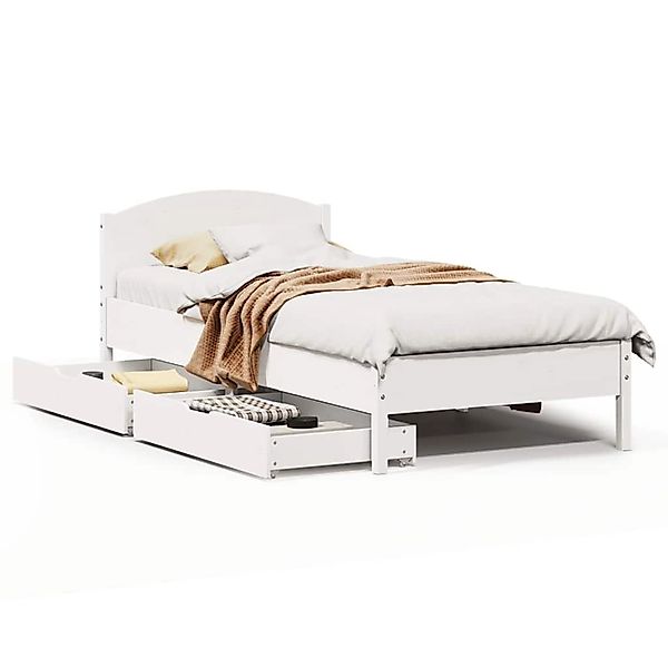 vidaXL Massivholzbett ohne Matratze Weiß 100x200 cm Kiefernholz 3301843 günstig online kaufen
