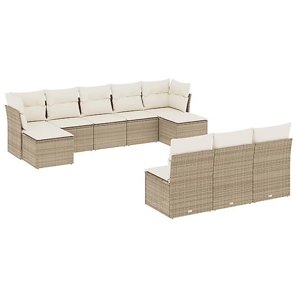 vidaXL 10-Tlg Garten-Sofagarnitur mit Kissen Beige Poly Rattan 3218288 günstig online kaufen